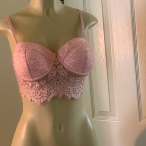 Pink lace crop top